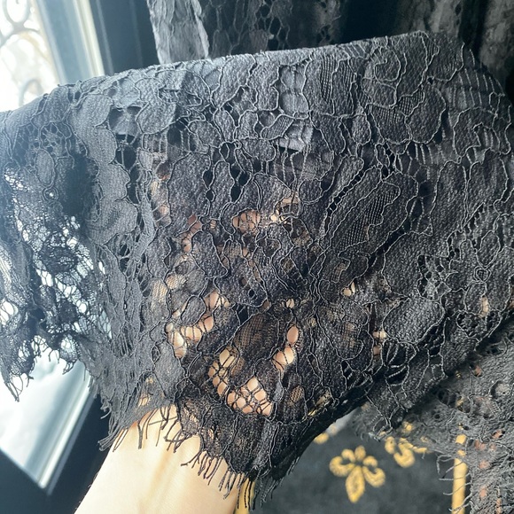 Eyelash lace trim open back black jumpsuit - Picture 7 of 8